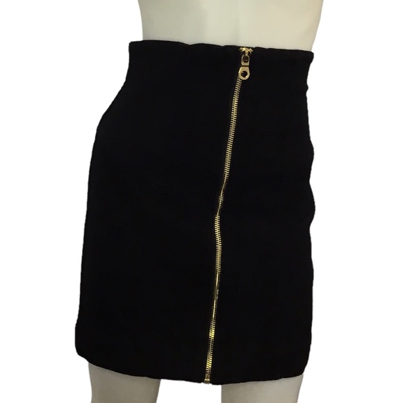 NWT Zimmermann Zip-Detailed Paneled Black Denim Skirt Gold Zipper Size 6 $395 - Picture 2 of 9